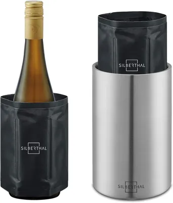 Produktbild von Weinkühler – Edelstahl – Doppelwandig – Aktive Kühlung mit Kühlmanschetten – Ideal für Weißwein und Rosé