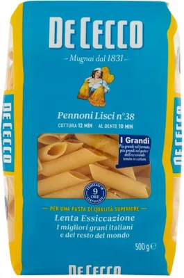 Produktbild von 24x Pasta De Cecco 100% Italienisch Pennoni Lisci N°38 Nudeln 500g + Italian Gourmet Polpa 400g
