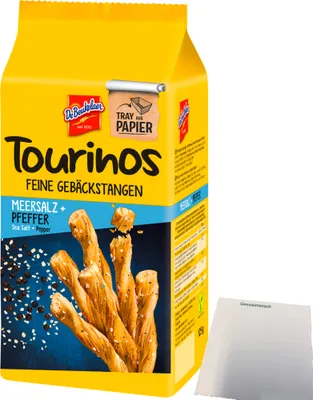 Produktbild von De Beukelaer Tourinos Meersalz und Pfeffer feine Gebäckstangen 1er Pack (1x125g Packung) + usy Block