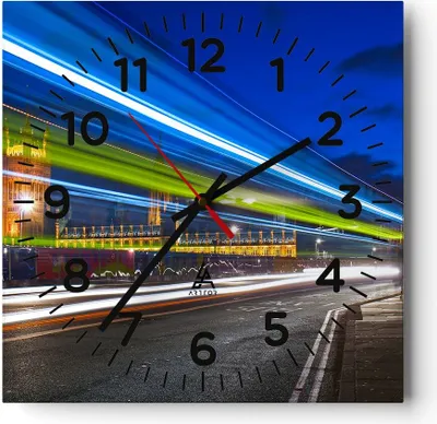 Produktbild von Wanduhr - Quadrat - Glasuhr - London Parlamentsgebäude Big ben - 30x30cm - Schleichendes Uhrwerk - Lautlos - zum Aufhängen bereit - Dekoration Modern - Wanddekoration aus Glas - C4AC30x30-1446