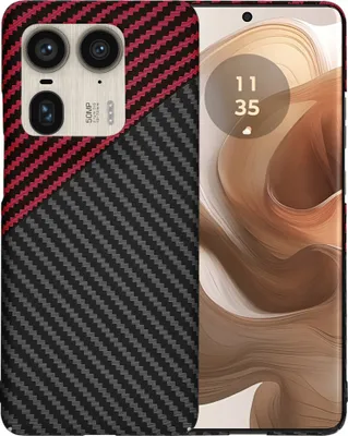 Produktbild von Techsuit Carbonite FiberShell Back Cover Hülle für Motorola Edge 50 Ultra - Rot/Schwarz
