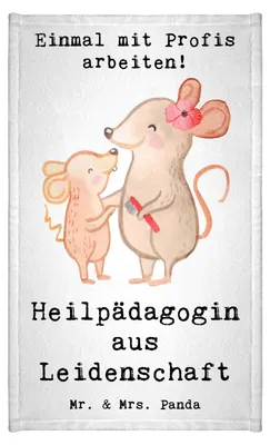 Produktbild von Mr. & Mrs. Panda Handtuch Heilpädagogin Leidenschaft - Weiß - Geschenk, Ausbildung, Witzig, gäste wc, Heilpädagogik, Studium, Spruch, Frotteehandtuch, Klein