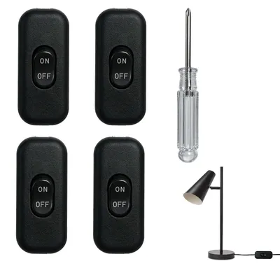 Tuimelschakelaar-Set, 4 Stück, 250 V, 6 A, schwarz