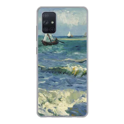 Produktbild von MuchoWow® Handyhülle Schutzhülle Hülle für Samsung Galaxy A71 Meereslandschaft bei Les Saintes-Maries-de-la-Mer - Vincent van Gogh Silikon Softcase Handy Hülle - Kartenbesitzer
