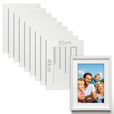 Passepartout 30x40 cm, 10 Stück, weiß, 1,5 mm, Innen 19x29 cm