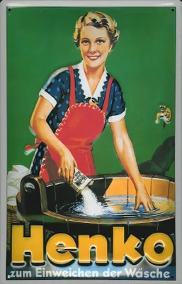 Produktbild von Blechschild Henko zum Einweichen der Wäsche Waschpulver Schild retro Werbeschild Nostalgieschild
