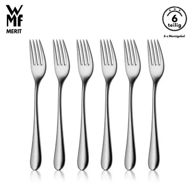 Produktbild von WMF Merit Menügabel Set, , 6-teilig, Cromargan protect® Edelstahl, Essbesteck, spülmaschinenfest, Gabel, Bestecksets, Tafelgabeln, bestecke
