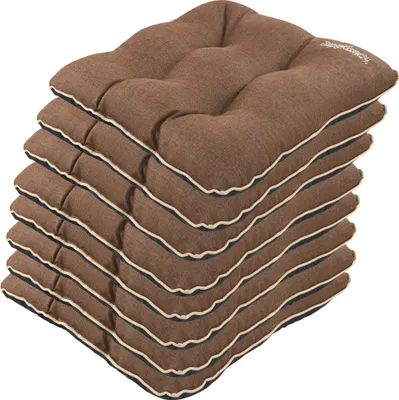 Produktbild von SuperKissen24. Stuhlkissen Outdoor - Sitzkissen für Stühle 8er Set 45x45 cm - Outdoor Kissen Wetterfest mit Füllung - Braun Leinen