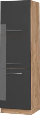 Produktbild von Vicco Herdumbauschrank Fame-Line, 60 cm, Anthrazit Hochglanz/Goldkraft Eiche