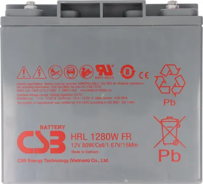 Zdjęcie produktu dla CSB HRL1280W FR 12 V Akumulator ołowiowy (AGM) bezobsługowy 181 x 76,2 x 167 mm Przyłącze M5