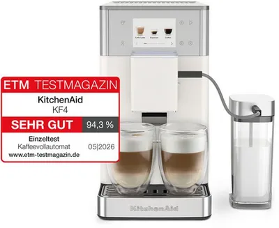 Produktbild von KitchenAid 5KES8454EPL, Espressomaschine, 1,8 l, Kaffeebohnen, Eingebautes Mahlwerk, Silber, Weiß