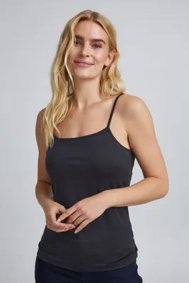 Image de fransa FRKrask - Haut pour femme à manches courtes, basique, à bretelles fines, encolure droite, sans manches, extensible, coupe classique