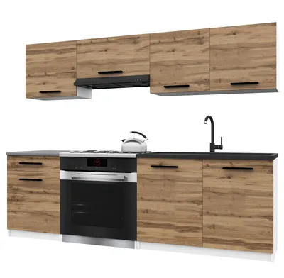 Immagine prodotto di Belini - Angolo cottura moderno ITALIA 1 - Mobili da cucina 180 cm color oro-marrone - Cucina componibile con pensili, mobili base e piani di lavoro