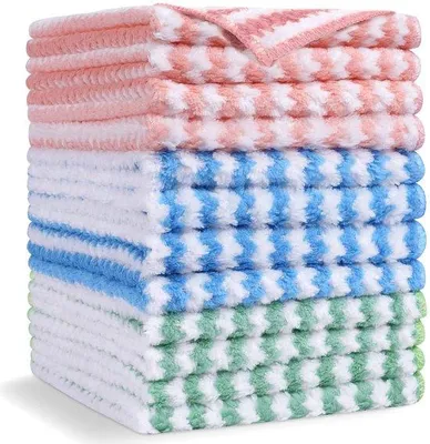 Produktbild von Famanu Mikrofasertücher Set - 12 Stück - Multifunktional - 30x30 cm - Blau, Rosa, Grün
