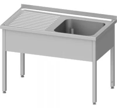 Produktbild von Spültisch ohne Grundboden 1100x600x850 mm, mit einem Becken rechts, mit Aufkantung, verschweißt