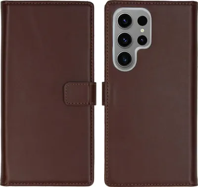 Image de Selencia Bibliothèque en cuir véritable pour le Samsung Galaxy S24 Ultra - Marron foncé