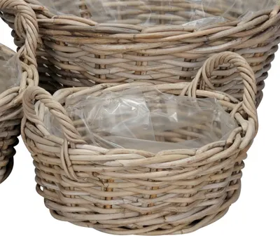 Produktbild von Pflanzkorb FARMER grau braun D26cm Kooboo Rattan Rattankorb - KLEIN