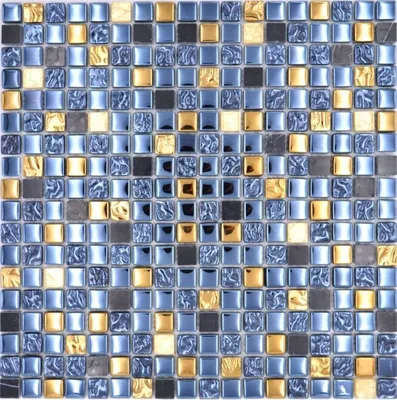 Produktbild von Mosaikfliese Glas Naturstein Mosaik Stein EP mix schwarz gold Badezimmer Küche MOS92-650_f