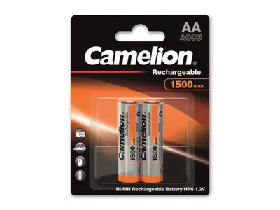 Zdjęcie produktu dla Camelion NH-AA1500-BP2, Bateria do ponownego naładowania, AA, Niklowo-metalowo-wodorkowa (NiMH), 1,2 V, 2 szt., 1500 mAh