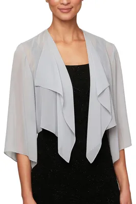 Produktbild von Alex Damen Short Bolero Shrug Jacket Smokinghemd, Silber, X-Large