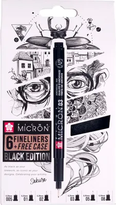 Image de SAKURA POXSDKB6 SAKURA Fineliner Pigma Micron, set de 6 pièces + étui