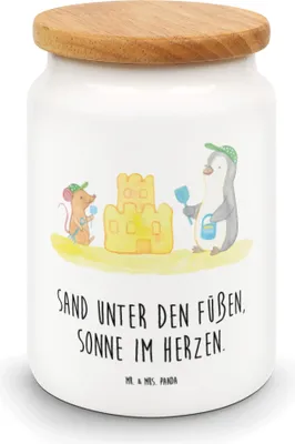 Produktbild von Mr. & Mrs. Panda Dose Sommer Meer Strand - Weiß - Geschenk, behälter, Sommerferien, Küste, Abschiedsgeschenk, Geschenke, Urlaub Am, Strandurlaub, Kaffeedose, müslidose