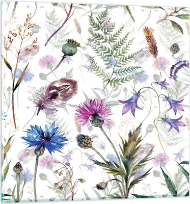Produktbild von Bilder auf glas - Blume Wiese Natur - 30x30cm - Glasbilder - Wandbilder - Kunstdruck - zum Aufhängen bereit - Wanddekoration aus Glas - Glas Bilder - Wandbild auf Glas - Einteilig - GAC30x30-3838