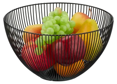 Obstschale aus Metall, rund, schwarz, H x Ø: 14 x 25 cm