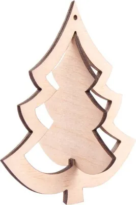 Immagine prodotto di Ciondolo albero di Natale in legno Decorazione albero di Natale 3D 9 cm