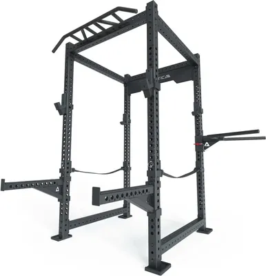 Produktbild von ATLETICA R8-SoundWave Power Rack | Power Rack mit 4 J-Hooks, Safety Straps, Spotter Arms, Logo Plate, Dip & Pull-Up Bar | 226x123x123 cm