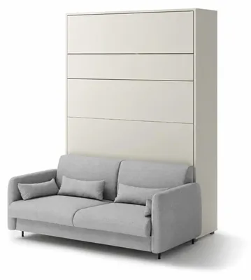 Produktbild von MEBLINI Schrankbett mit Sofa Bed Concept - Wandbett mit Lattenrost - Klappbett mit Schrank - Wandklappbett - Murphy Bed - BC-12 - 160x200cm Vertikal - Kaschmir/Grau
