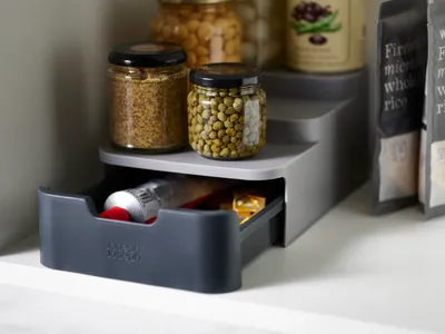 Produktbild von Joseph Joseph CupboardStore - Krativ gestufter Verwahrungsbehälter für den Küchenschrank inkl. Schublade - grau