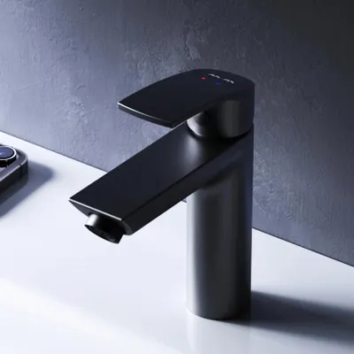 Produktbild von AM.PM Wasserhahn Bad Schwarz Waschtischarmatur Bad Armatur Mischbatterie Waschbeckenarmatur Einhebelmischer Badezimmer