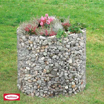 Zdjęcie produktu dla bellissa Okrągła donica podwyższona z gabionu, wysokość 80 cm, średnica 92 cm
