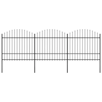 Produktbild von The Living Store Gartenzaun mit Speerspitzen Stahl (1,5 - 1,75) x 5,1 m Schwarz