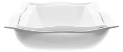 Image de lot de 2 saladiers Wave Style en porcelaine blanche