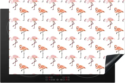 Produktbild von KitchenYeah© Herdabdeckplatte Flamingo - Muster - Rosa , 80x52cm, Küche Deko, Glaskeramikkochfeld Herdabdeckung, Abdeckplatte fùr Kochfeld