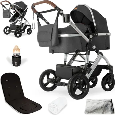 Produktbild von Bergsteiger Nizza 3 in 1 Kinderwagen, Kombikinderwagen Komplettset, Babywanne & Buggy Sportsitz inklusive, Auto-Babyschale & Isofix Station optional