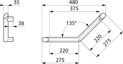 Zdjęcie produktu dla Uchwyt kątowy Delabie 135° Be-Line® 220 x 220 mm biały matowy