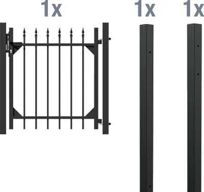 Zdjęcie produktu dla Zestaw bram pojedynczych Alberts do systemu ogrodzeniowego Chaussee, wysokość 100 cm, szerokość 96,5 cm, czarny matowy, do osadzenia w betonie