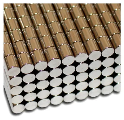 Produktbild von 100 Neodym-Magnete Ø4x5 mm NdFeB N45 vernickelt - Haftkraft etwa 800 g