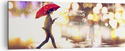 Produktbild von Bild auf Leinwand - Leinwandbild - Stadt Straße Nacht - 140x50cm - Wand Bild - Wanddeko - Leinwanddruck - Bilder - Kunstdruck - Wanddekoration - Leinwand bilder - Wandkunst - AB140x50-4016