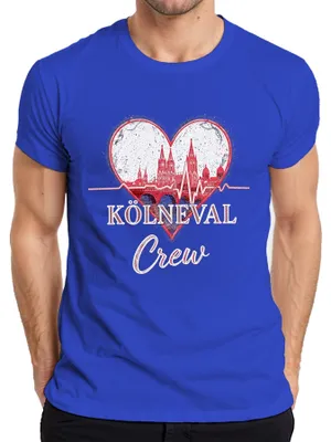 Productafbeelding van Kölneval Crew, Kölner Dom, Carnaval, Alaaf, Skyline, Vastenavond, Heren T-shirt, Blauw, XL