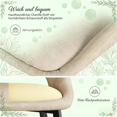Immagine prodotto di Poltrona per il soggiorno, poltrona imbottita per cabina armadio, sedia da pranzo, sedia d'accento moderna (solo 2 pezzi), colore kaki
