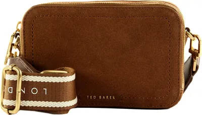 Produktbild von Ted Baker Leder Umhängetasche Shayann Webbing Suede Crossbody Camera Bag Brown hellbraun