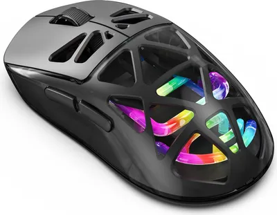 Produktbild von M7 Leichte Gaming-Maeuse 2,4G/BT/Kabelgebunden 3 Modi Konnektivitaet Transparente, hohle, wiederaufladbare Computermaeuse mit LED-Leuchten fuer PC und Laptop
