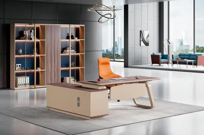 Immagine prodotto di Set completo di scrivanie per ufficio mobili da ufficio in legno beige