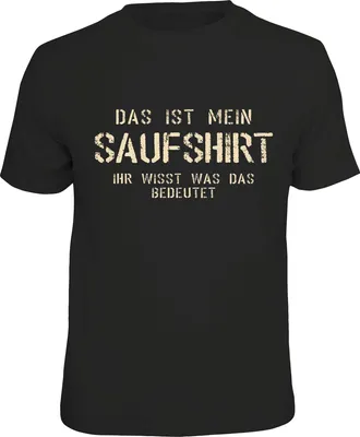 Produktbild von T-Shirt im Saufshirt-Stil mit Bier-Motiv, Material: 100% Baumwolle, offiziell lizenziert