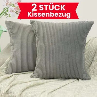 Produktbild von 2 Stück - 45x45 cm Kissenbezüge - 2er Set Kissenbezug - Kissenhüllen - Zierkissenbezüge für Sofakissen Dekokissen Kissen Zierkissen - Nachtnebel