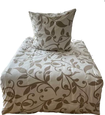 Produktbild von aboutyourhome bettwäsche Fleece Bettwäsche Winter Blätter weiß beige 135x200 80x80, 2tlg.